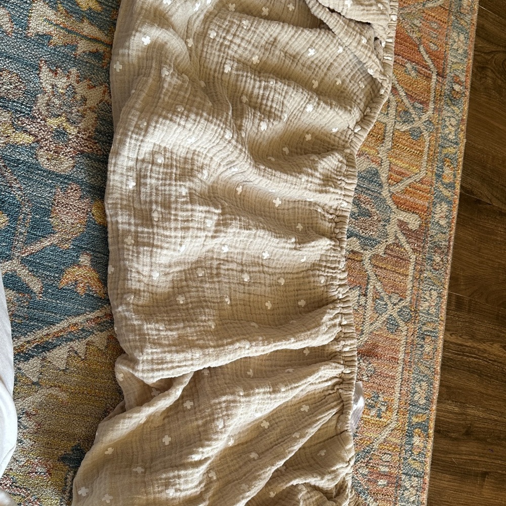 Little unicorn tan fitted crib sheet with cross detail